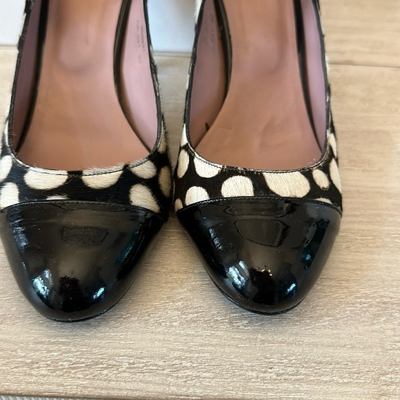 BODEN Patent Leather Heels Dalmatian print Calf Hair Black White Size 40 - Picture 4 of 14